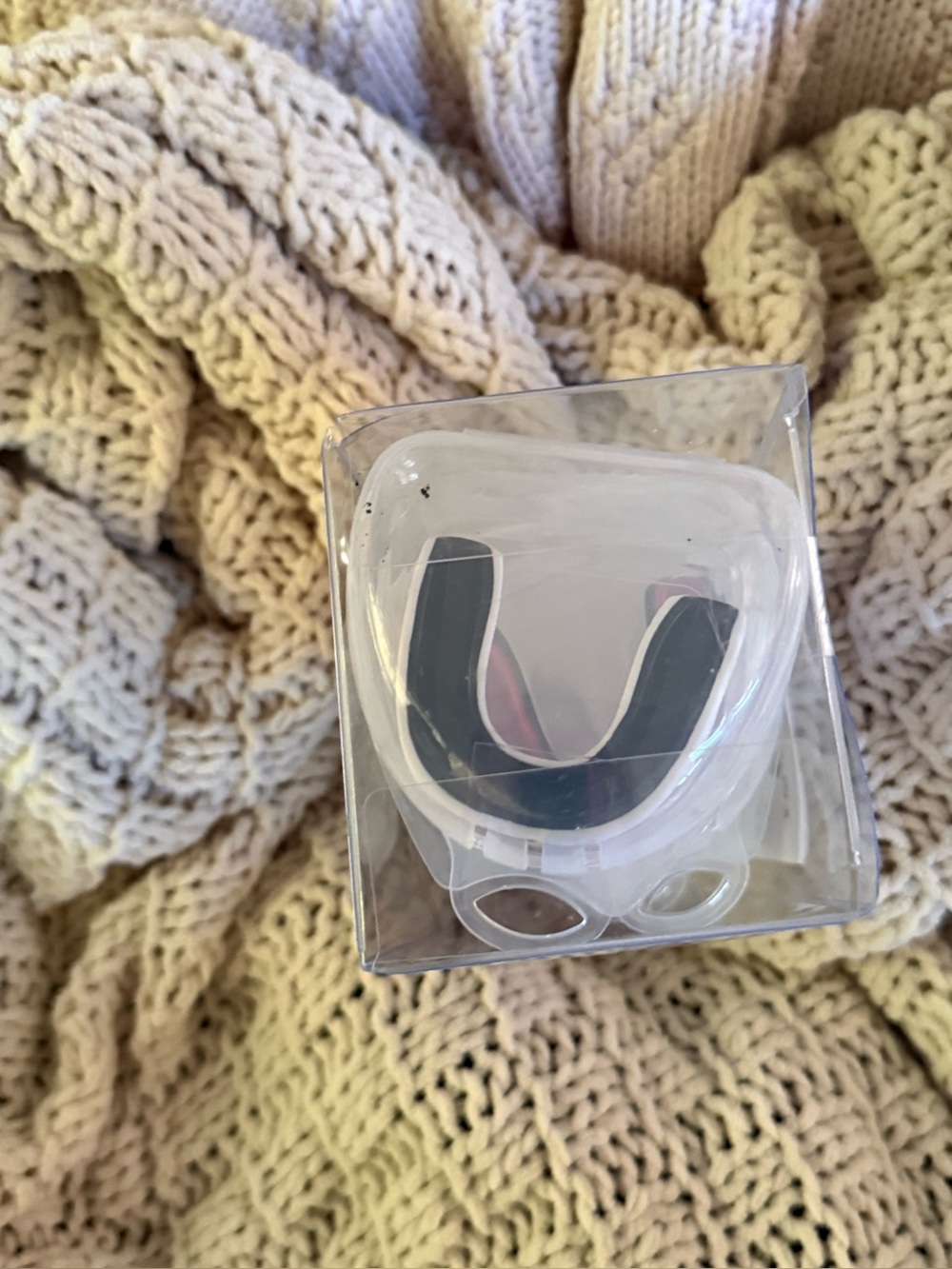 Clear Plastic Mouthpiece in Protective Case - Black & White